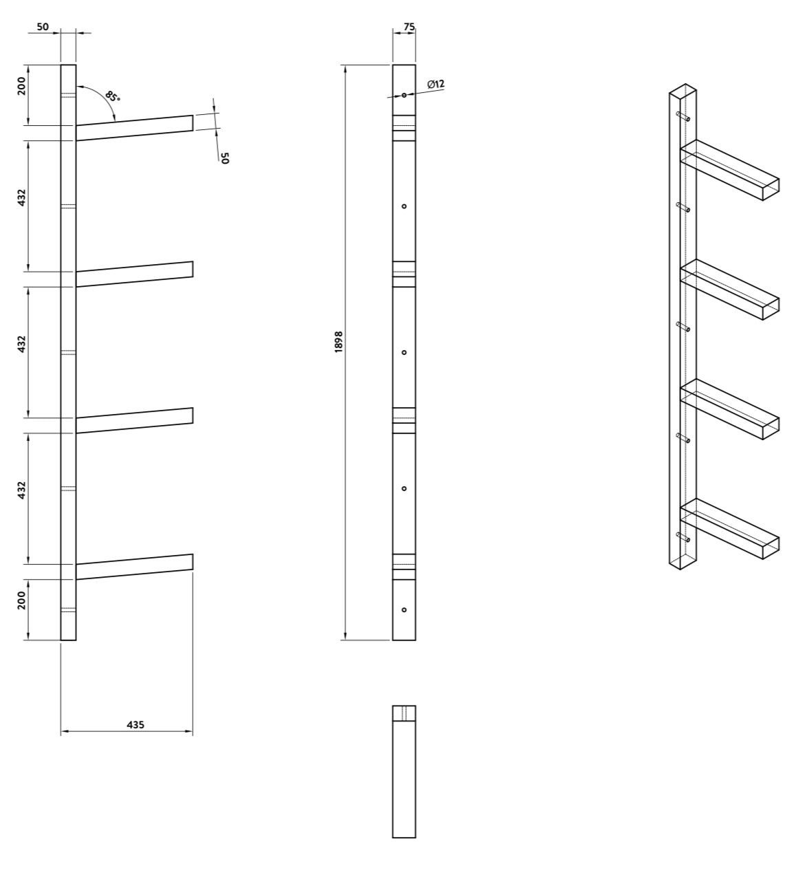 Heavy Duty Wall Mounted Cantilever Racking Industrial/ Timber/ Long Lengths Storage 1000kg SWL